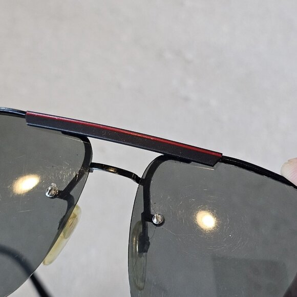 80s Pilot Aviator Lifeguard Prop Sunglasses FRAMES ONLY Black Red Blurry Lenses‎ - Picture 10 of 12